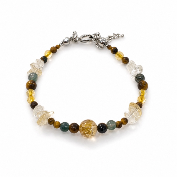 MERAKI TOWN - Mix Stone Bracelet In Citrine, Moss Agate & Tiger's Eye