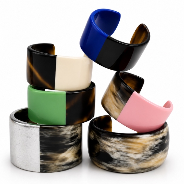AZIET -  Buffalo Horn & Lacquer Cuff In Sliver