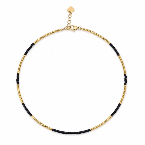 HUMANITY HANOI -  Black & 24K Gold Plated Bead Necklace
