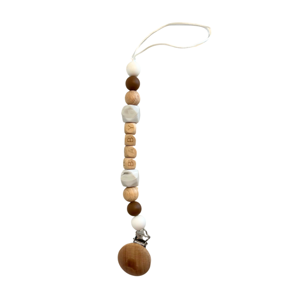 Baby Silicon Pacifier Holder in Brown