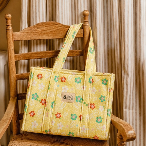 RỪNG HANDMADE - ‘Colorful Flower in Yellow’ Quilted Tote Bag