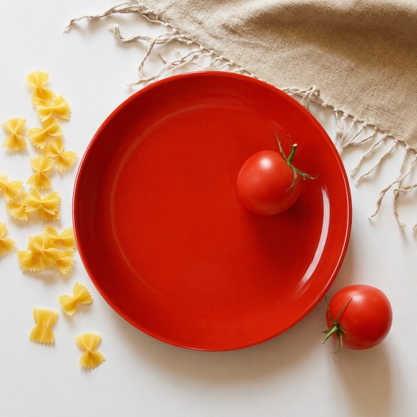 BÁT TRÀNG CERAMIC - Classic Round Plate in Red