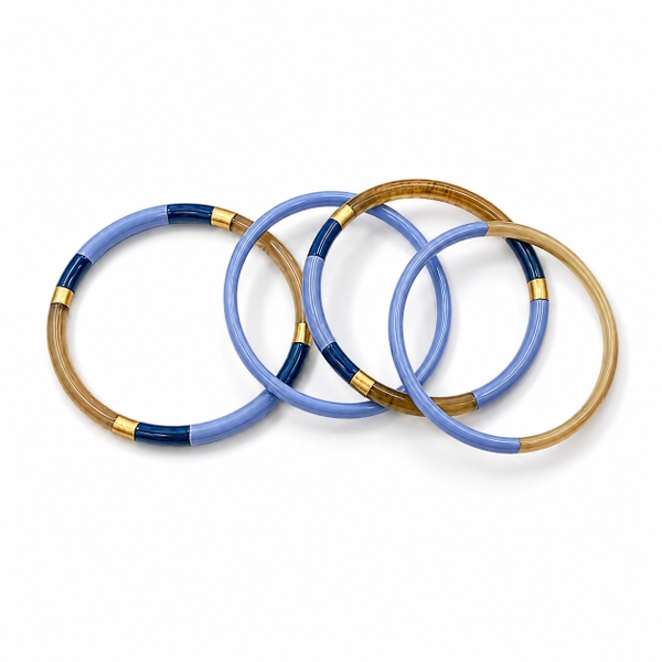 AZIET -  Buffalo Horn & Lacquer Set Bracelet in Blue