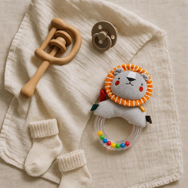 KID & BABY - Cotton Rattle With Colorful Ball in Lion