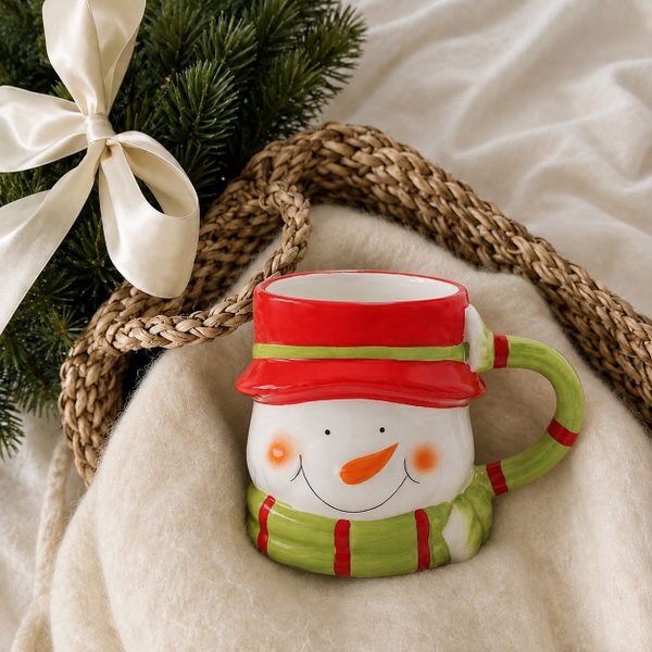 CHRISTMAS - Ceramic Short Mug in Snowman