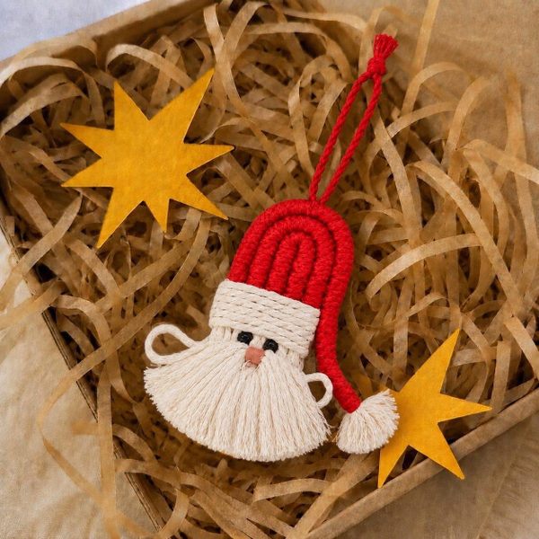 Macrame CHRISTMAS Ornament - Santa in Red
