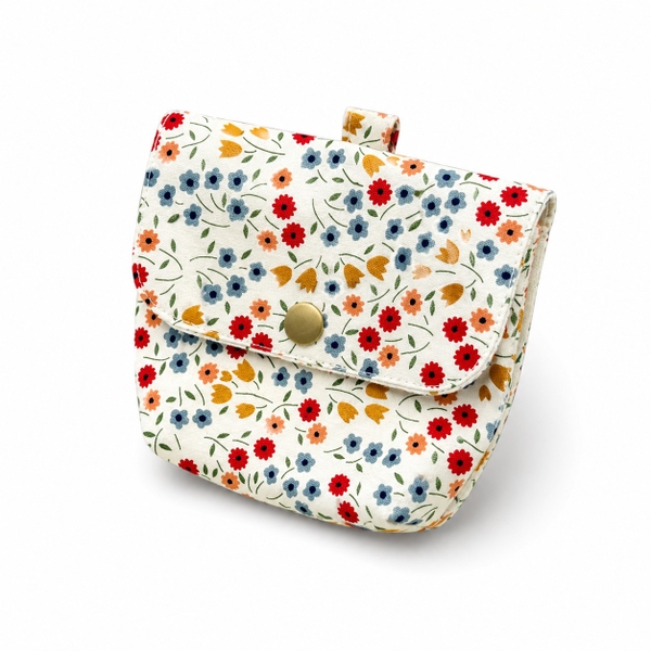 RUNG HANDMADE - 'Wild Flower' Wallet Keychain With Flap