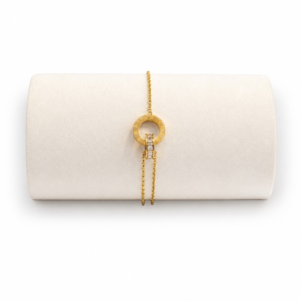 ROUGE - 18K Gold Plated Bracelet With Roman Numerals Pendant