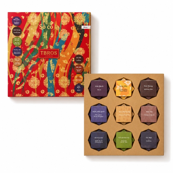 TBROS CHOCOLATE - Box Of 9 Flavors Chocolate in Red
