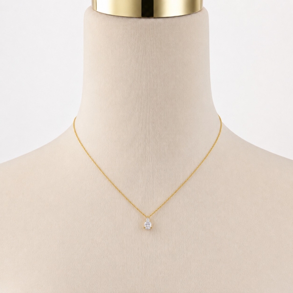 MIALIE - 18K Gold Plated Teardrop Crystal Pendant Necklace