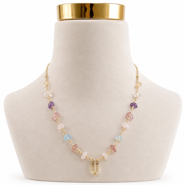 MERAKI TOWN - Mix Stone Necklace In Citrine