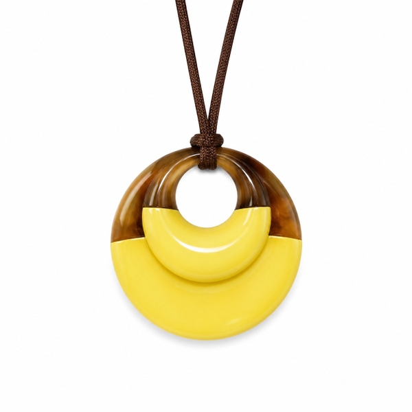 AZIET -  Buffalo Horn & Lacquer Necklace In Double Butter Pendant