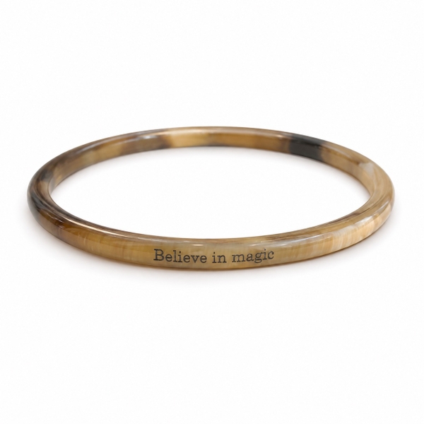 AZIET -  Buffalo Horn Quote Bangle ‘Believe In Magic’