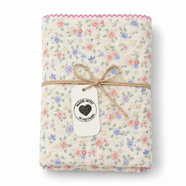 KID & BABY - Muslin Blanket in Tiny Blue & Pink Flower