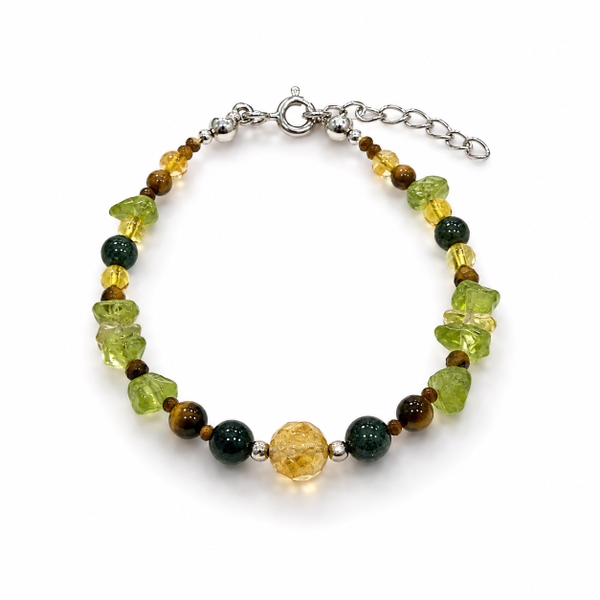 MERAKI TOWN - Mix Stone Bracelet In Citrine, Labradorite, Moss Agate & Tiger's Eye
