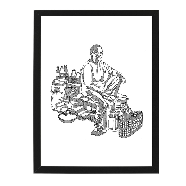 FRAMED Line Study Studio 'Woman in Market B&W'