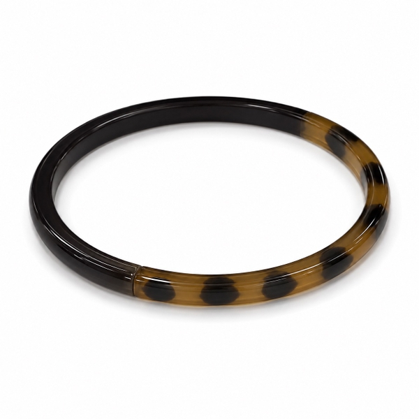 AZIET - Buffalo Horn & Lacquer Slim Bracelet in Brown & Leopard