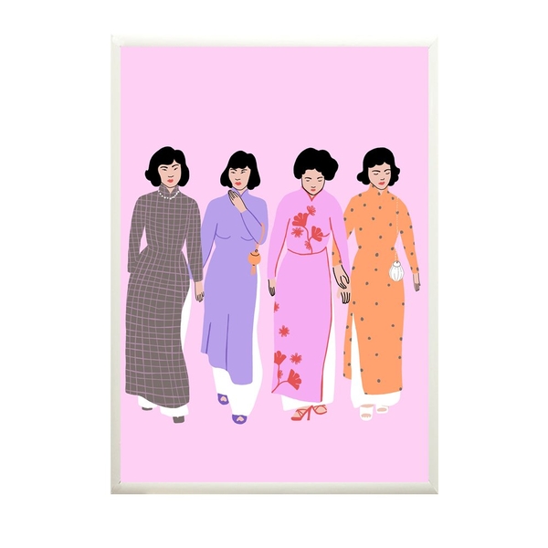 Pink 'Ao Dài' Print by Nicki Blackbeard