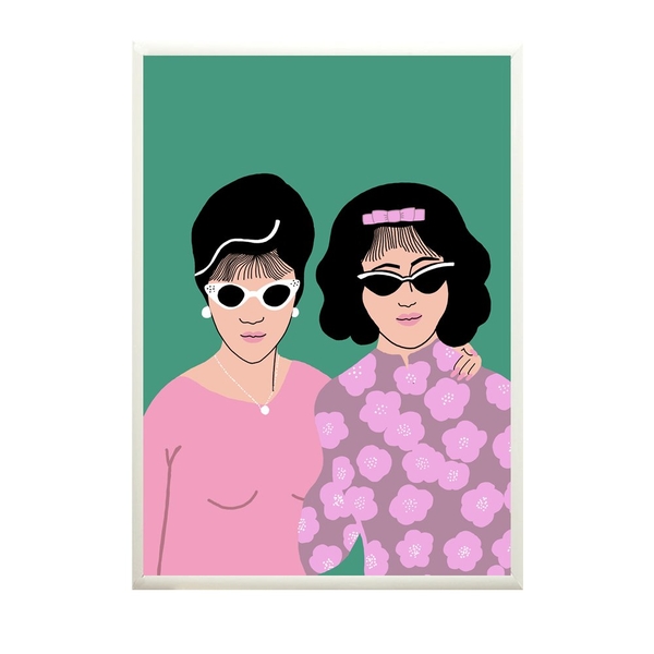 FRAMED Nicki Blackbeard Green 'Ao Dài' Print