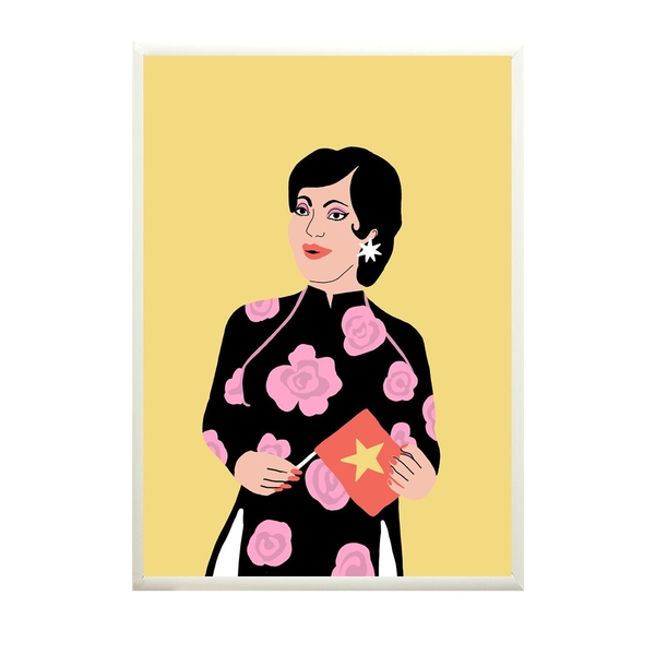FRAMED Nicki Blackbeard Yellow 'Ao Dài' Print