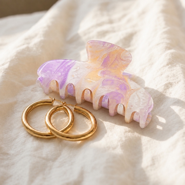 HAIR ACCESSORY - Heirloom Hair Claw in Sunset Marble