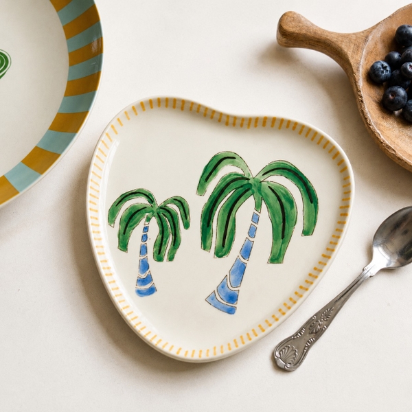 BÁT TRÀNG CERAMIC - Palm Tree Heart Plate