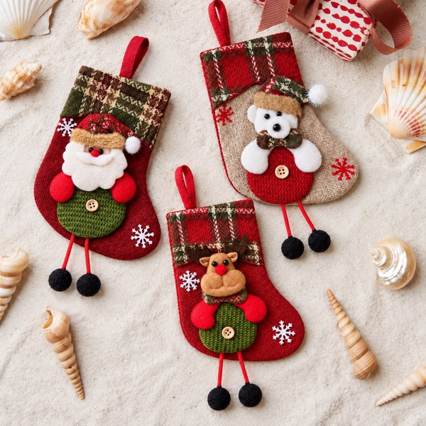 CHRISTMAS - Small Wool Stocking in Santa