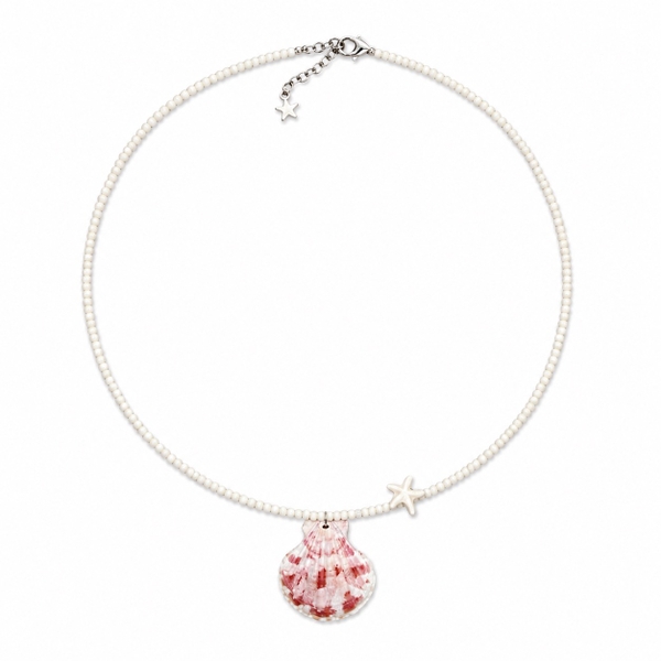 MERMAID - Glass Bead Necklace With Seashell Pendant