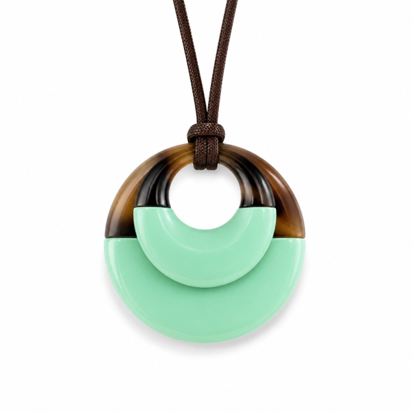 AZIET -  Buffalo Horn & Lacquer Necklace In Double Green Pendant