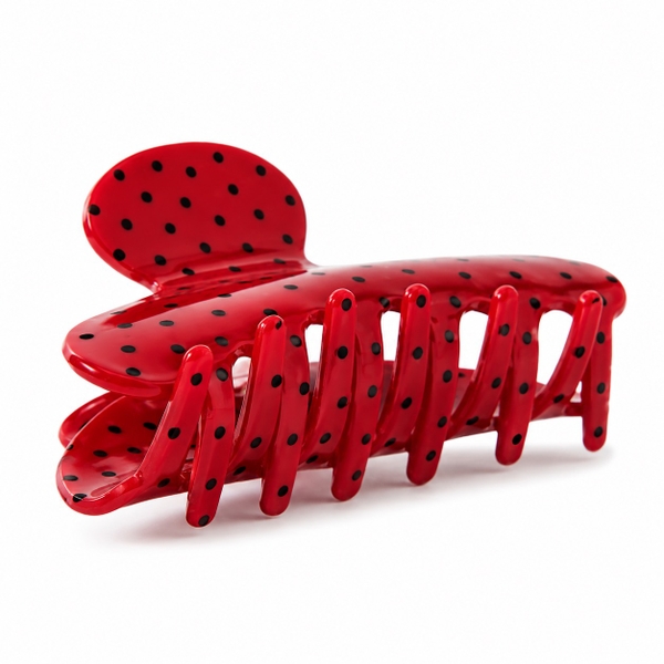 HAIR ACCESSORY - Heirloom Hair Claw in Red With Black Polka Dot
