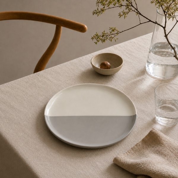 BÁT TRÀNG CERAMIC - Two Tone Plate in Brown