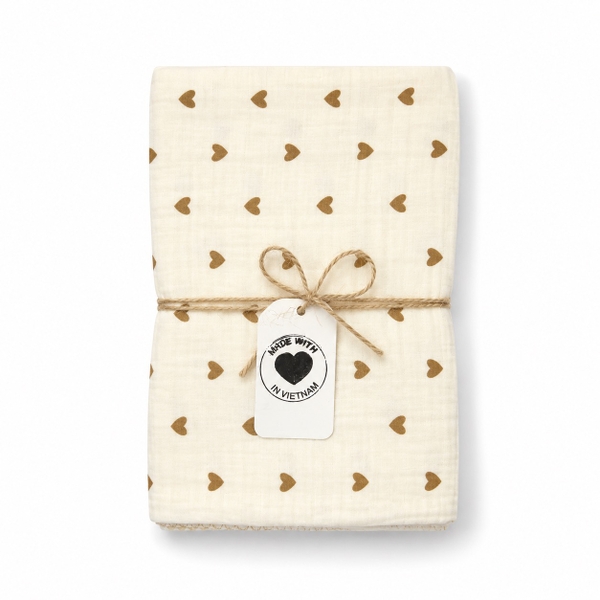 Muslin Blanket For Babies - Brown Heart