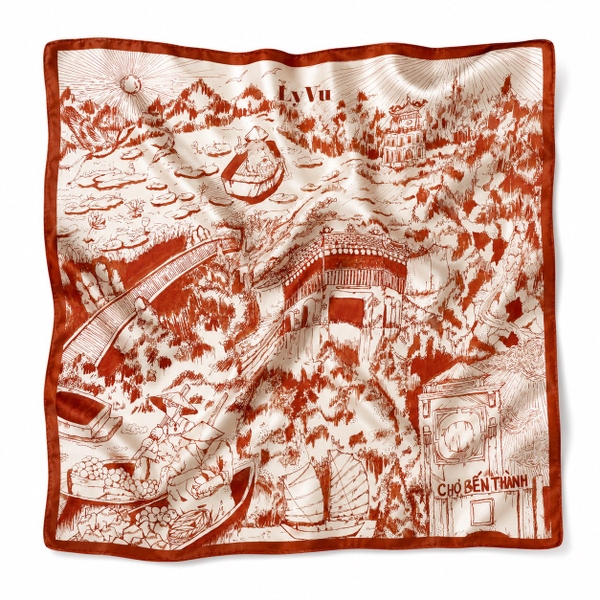 LY VU -  ‘Voyage au Vietnam’ Silk Carre Scarf