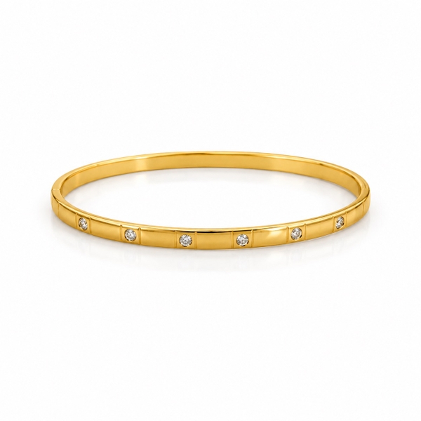 MIALIE - 18K Gold Plated Half Crystal Bracelet