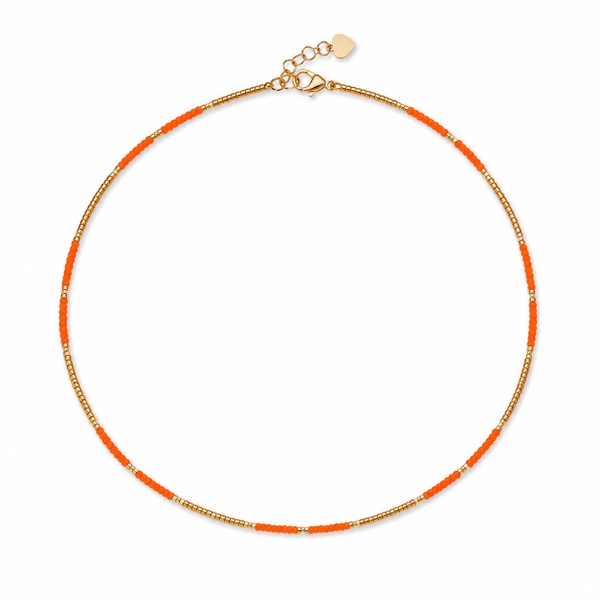 HUMANITY HANOI -  Orange & 24K Gold Plated Bead Necklace