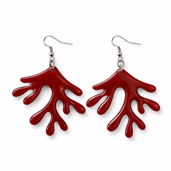 AZIET -  Buffalo Horn & Lacquer Coral Earrings in Red