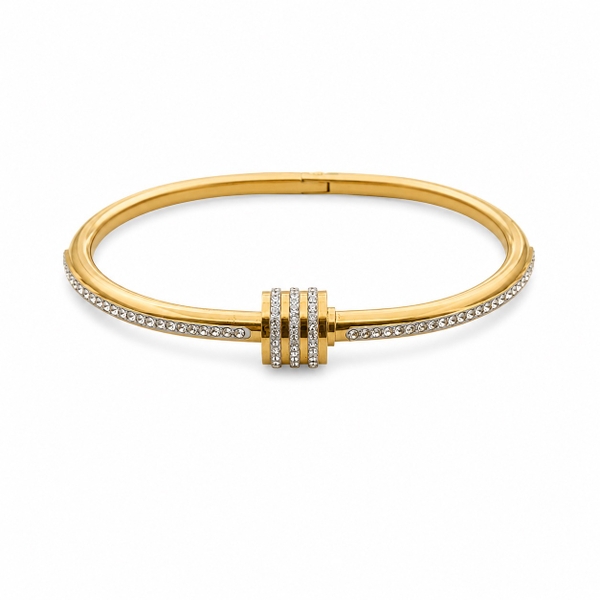 MIALIE - 18K Gold Plated Crystal Pave Bangle