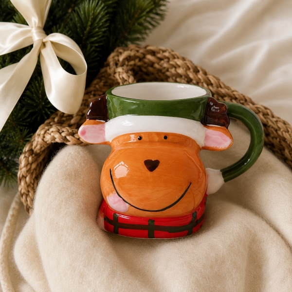 CHRISTMAS - Ceramic Short Mug in Reindeer