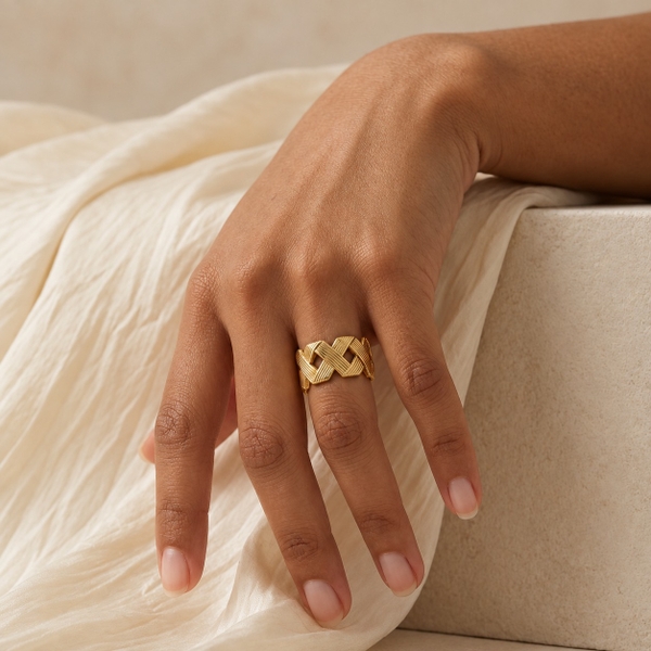 MIALIE - 18K Gold Plated Infinity Weave Ring