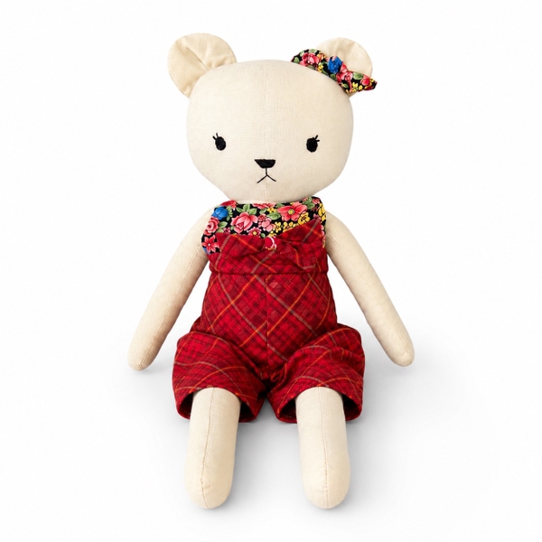 RUNG HANDMADE - Misa Bear in Red Gingham Jumpsuit
