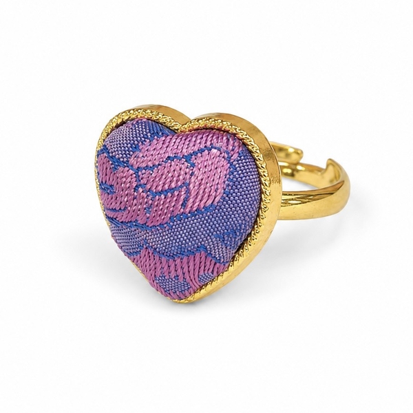 MỘC SAN - 16K Gold Plated & Silk Ring in Purple & Pink Heart