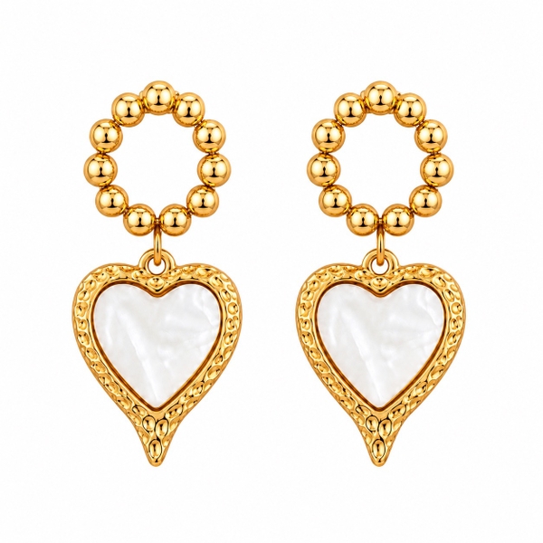 MIALIE - 18K Gold Plated Earrings With Dangle Heart Pendant
