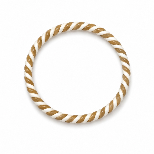 AZIET -  Buffalo Horn & Lacquer Twisted Round Bracelet in White & Beige