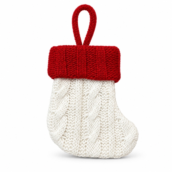 CHRISTMAS - Macrame Ornament in White Stocking