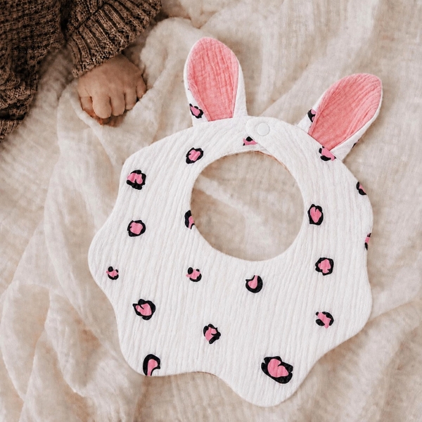 KID & BABY - Muslin Bunny Bib in Pink Panther