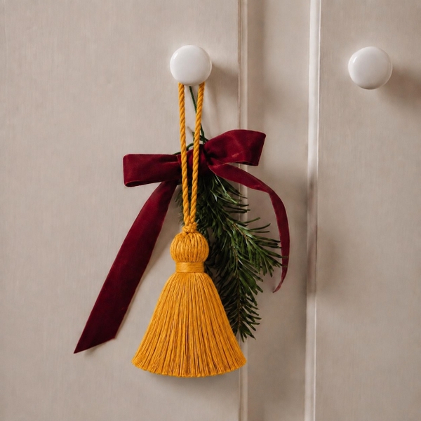 Macrame CHRISTMAS Ornament - Tassel in Mustard
