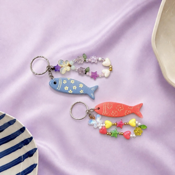 LINDO CRAFTS - Blue Fish Ceramic Keychain