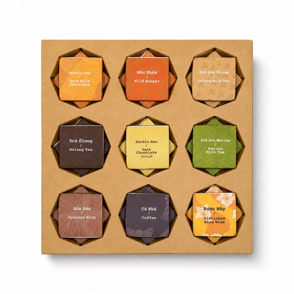 TBROS CHOCOLATE - Box Of 9 Flavors Chocolate in White