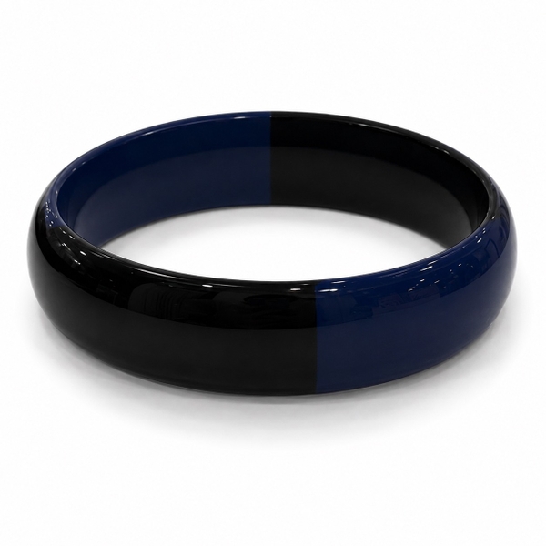 AZIET -  Buffalo Horn & Lacquer Medium Flat Bracelet in Navy