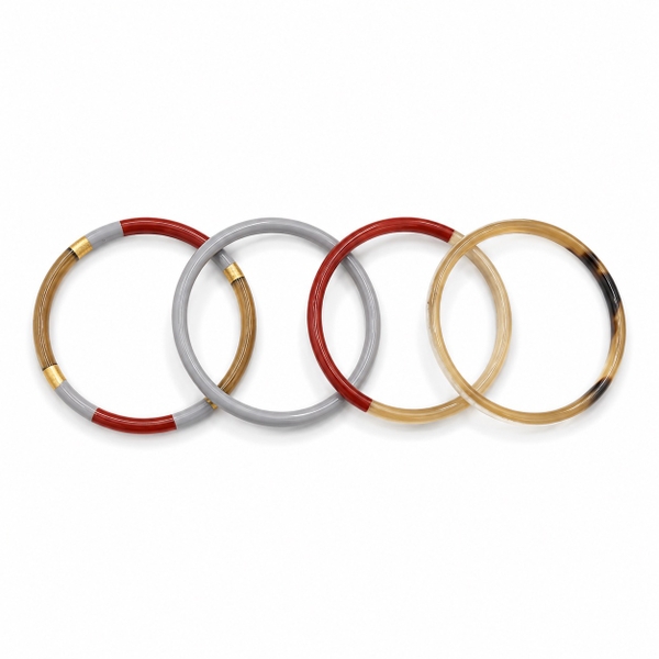AZIET -  Buffalo Horn & Lacquer Set Bracelet in Red & Grey
